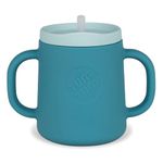 TUM TUM 3 Way Silicone Baby Training Cup - Designed with Feeding & Speech Therapist - Three in one Free Flow Straw Cup, Transition Cup and Open Cup - for 6 Months Plus, 180ml, Blue