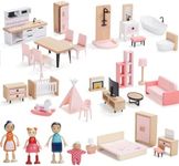 Wooden Dollhouse Furniture Set, 36 