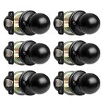 Ilyapa Passage Door Knobs, Black Closet Door Knob- Ball Style Closet Door Handle Matte Black, Door Knobs Interior Non Locking Indoor Doorknob, Black Matte Door Knob, 6 Pack