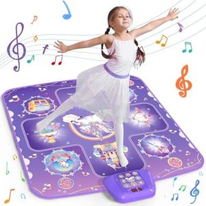 GirlsHome Dance Mat - Unicorn Toys for Girls Electronic Dance Pad with 5 Game Modes, Built-in Music, Touch Sensitive Light Up LED Kids Musical Mat, Christmas & Birthday Gift for Toddler Girls 3-12