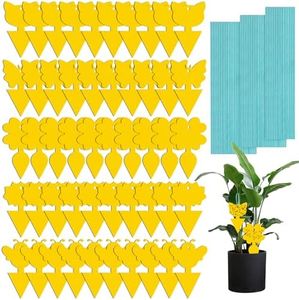 50 Pack Fruit Fly Trap Indoor Yellow Dual Sided Gnat Trap-Sticky Fly Trap-Fruit Fly Trap with Twist Ties,H HOME-MART Insect Catcher Sticky Board for Mosquitoes, Houseplant, Garden