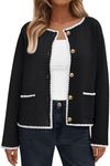 LILLUSORY Womens Cardigan Sweater Fall Outfits Clothes Fashion Trendy 2024 Jacket Blazer Lady Outerwear Button Down Lightweight Coat Black S