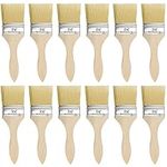 Kurtzy 12 Pack Reusable Paint Brushes - Brush Head 6cm/2.5 inches & Overall Brush Size 19.5cm/7.68 inches - For Messy Jobs including Chip Painting, Silicon, Gesso, Staining, Varnishes, Glues