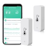 2 Pack WiFi Temperature Humidity Sensor: Wireless Temperature Humidity Monitor with App Alert, Free Data Storage Export, Smart Indoor Thermometer Hygrometer Compatible with Alexa Google Assistant