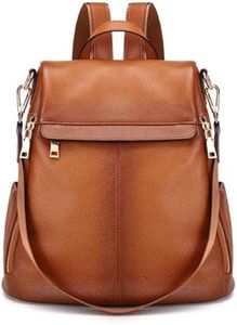 Kattee Women's Anti-Theft Backpack Purse Genuine Leather Shoulder Bag Fashion Ladies Satchel Bags - Brown
