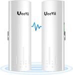 Wireless Bridge, UeeVii CPE450 5.8G Outdoor CPE Point to Point Long Range Access with 14DBi High Gain 22 Mimo Antenna, PoE Adapter, 2 RJ45 LAN Ethernet Port, 2-Pack