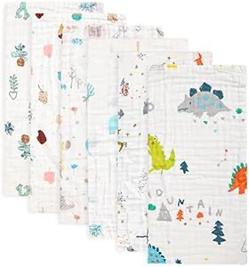 FOOK FISH Muslin Baby Burp Cloths 6 Pack Premium Cotton Burping Rags for Newborn Ultra Soft and Absorbent Unisex Spit Up Rags for Boys and Girls Perfect Baby Registry Gift 20'' X 10''