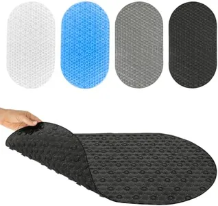 Vive Oval Bathtub Mat - Nonslip Shower Floor Pad - Non-Slip and Non-Skid for Bath Tub with Strong Rubber Suction Cup Grip - for Baby, Elderly, Kids, Bathroom (Black)