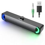 HPYLIF·H USB Computer Speakers, Wired PC Gaming Sound Bars with RGB Light, 3.5 mm Jack AUX Plug in External Monitor Speaker for Desktop, Laptop, Plug and Play