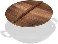 Nourished Essentials Wok Pan Wooden Lid - Cooking Pot Wood Cover - Enhance Your Cooking Experience with Versatile and Durable Pan Lid - Kitchen Accessory - Brown - 1.6''x14''x14''