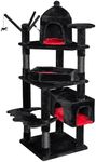 BEWISHOME Large Gothic Cat Tree with Coffin Bed, 63" Multi-Level Goth Cat Tree Tower for Large Cats with Cat Condo, Scratching Posts, Cat Activities Center Halloween Pet Furniture Black MMJ96R