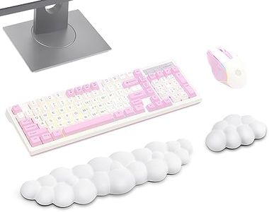 Mystarry Cloud Keyboard Wrist Rest and Mouse Wrist Rest, Memory Foam Wrist Rest for Computer Keyboard, Ergonomic Cloud Palm Rest with Non-Slip Base (White)