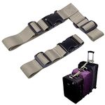 Wisdompro 2 Pcs Add a Bag Luggage Strap, Heavy Duty Adjustable Suitcase Belt Travel Attachment Travel Accessories for Connecting Your Luggage Together - Khaki (T-Type and Normal)