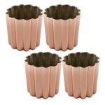 Darware Copper Canelle Pastry Molds (4-Pack); 2-Inch Bordeaux French Custard Cannele Cake Traditional Pastry Baking Molds with Heat-Conducting Copper