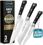 Cutluxe Chef Knife Set, 3 PCS Professional Chef's Knife Set – Razor Sharp German Steel, Full Tang, Ergonomic Handles - Artisan Series