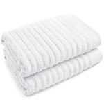 Softerry Pure Organic Cotton Bath Towel Set - 100% Soft Cotton - Extra Absorbent and Durable - 500 GSM Quick Dry - Luxury Hotel & Spa Quality - Fade Resistant - Eco Friendly (White, Set of 2 Bath)