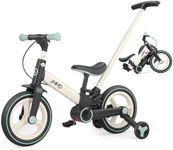 JMMD Toddler Bike with Push Handle for Kids 18-60 Months, 6 in 1 Foldable Push Bike with Training Wheels, Pedals, Brakes, Kickstand, Kid Balance Bike Gift & Toys for Boy & Girl, Mint