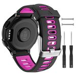 ISABAKE Watch Strap for Garmin Forerunner 735XT 235 235Lite 230 220 620 630, Soft Silicone Replacement Band for Approach S20 S5 S6 Watch Accessory(Black/Rose Red)