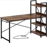 HYGRAD BUILT TO SURVIVE 4 Tier Industrial Look Wooden Reversible Computer Study Writing Table Desk Work Station FOr PC Desktop With UK Sockets & USB Ports