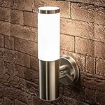 CGC Lighting Stainless Steel Silver Outdoor Outside Wall Light Indoor Garden Patio Porch Door Conservatory Decking Shed (Straight)