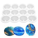 12 Pcs Coaster Resin Moulds Round Silicone Moulds for Resin White Resin Coaster Moulds Circle Uv Epoxy Resin Moulds for Pendant Earring Keychain Jewelry Label Mold Making