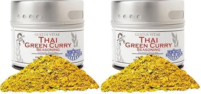 Thai Green Curry Seasoning | All Natural | Non GMO | Hand Crafted | 2.0 oz (57 g) | Gourmet Spice Mix | Small Batch | Artisanal Rub | Seasoning Pack | Magnetic Tin | Gustus Vitae | #848 (Pack of 2)