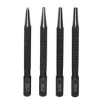 4Pcs Centre Punch Set Portable Positioning Punch Set Nail Punch Set for Drilling and Marking 1/32", 2/32'', 3/32",4/32'' (0.8mm-3.2mm)(Colour:Black)