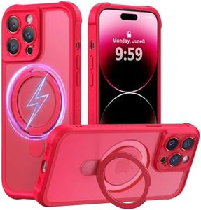 MOCCA Design for iPhone 14 Pro Case with Magnetic Invisible Stand [Full Camera Protection] [Compatible with Magsafe] Military Drop Shockproof Translucent Matte Phone Case Cover 6.1",Red