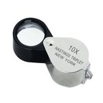 Landtek Hastings Triplet Loupe 10x Jeweler's Loupe Foldable Pocket Gem Magnifying Tool with Cloth Bag for Jewelry, Coins, Watches and Stamps, MILA39400