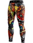 LAFROI Men's Quick Dry Cool Compression Fit Tights Leggings Waistband-YSK08 (Lion Dance,XXXL)