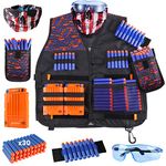 UWANTME Kids Tactical Vest Kit for Nerf Guns N Strike with Refill Darts Dart Pouch, Reload Clip Tactical Mask Wrist Band and Protective Glasses for Boys and Girls