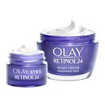 Olay Regenerist Favourites Set, Retinol 24 Night Face Moisturiser and Eye Cream Moisturiser with Retinol and Vitamin B3