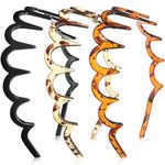 big box 6 piece korean black brown Simple Fancy Plastic Elastic Hair Bands Wavy Hair Comb Black Brown Headband Teeth Comb Shine Hairband Hoop Hair Accessories For Girls , Women