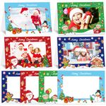 Whaline 40 Set Christmas Photo Frame Greeting Cards with Envelopes Cartoon Photo Sleeve Xmas Cards Santa Snowman Elf Gingerbread Holiday Picture Holder Note Cards for Home School Office