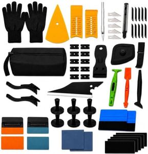 ZMXFXBD 60 Pcs Vinyl Wrap Tool Kit for Car Wrapping, Window Tint Kit with Felt Squeegees, 6 Magnetic Holders, Film Cutter, Utility Knife, Scrapers & Storage Bag for Auto Vinyl, PPF, Decals