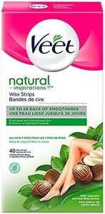 Veet Natural Inspirations Wax Strips Legs & Body All Skin Types, 40 ct + 4 Perfect Finish wipes