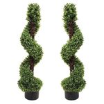 2x Artificial Boxwood Spiral Topiary Trees | Premium Quality, UV Stable & Lifelike | Indoor & Outdoor Decor | Easy Maintenance & Versatile Placement (3ft/90cm)