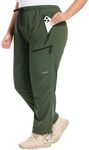 BALEAF Plus Size Pants for Women Hiking Cargo Water Resistant UPF 50+ Cargo Joggers Zipper Pockets Army Green 2XL