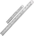 Stainless Steel Ruler Pack of 2 Measuring Set of 12-Inch/30cm & 6-Inch/15cm Imperial & Metric Measurements & Conversion Table - Heavy Duty Stainless Steel, Etched Markers, Straight Edges