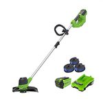 Greenworks Cordless String Trimmer G40LT with 3 Pieces of Double Thread Spool (Li-Ion 40 V 30 cm Cutting width 7000 rpm Rotatable and Tiltable Motor Head Aluminium Guide Rail, 2Ah Battery and Charger)