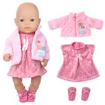 3pcs Doll Clothes Set include Coat Dress and Socks for 43cm / 17 inch Baby Dolls (No Doll)