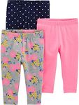 Simple Joys by Carter's Baby Girls' Toddler 3-Pack Leggings, Pink/Blue Dot/Floral, 4T