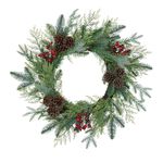 HiiARug Christmas Wreath 22 Inch Articial Christmas Wreaths for Front Door Xmas Wreath with Red Berries Pine Cones Winter Wreath for Outdoor Indoor Fireplace Window Wall Decor