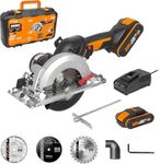 WORX 20V MAX Brushless 120mm Compact Circular Saw WX531.5 with 2 Batteries and 3 Blades