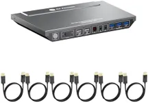 AV Access KVM Switch 2 Computers 2 Monitors DisplayPort 8K@60Hz 4K@165hz/144hz, DP KVM Switch Dual Monitors with USB 3.0 Ports, Audio Out, IR Remote, Hotkey Switch, with 6 DP Cables