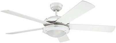 Westinghouse Ceiling Fans 78017 Comet One-Light 132 cm Five-Blade Indoor Ceiling Fan, White Finish with Frosted Glass