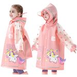 Kids Raincoats Waterproof Rain Jacket Hooded Rain Poncho Toddler Boys Girls Rain Suit Reusable Rainwear with Backpack Cover 1-8 Years