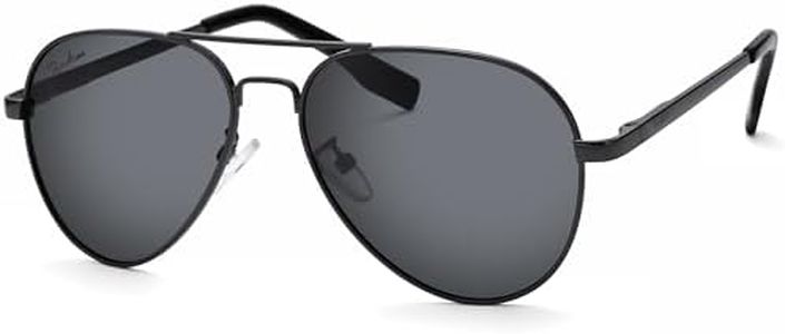 Pro Acme Polarized Aviator Sunglasses for Women Men, Petite Aviator Frame for Small Face Women Junior, 52MM (Black Frame/Black Lens)