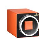 MOZSLY Single Watch Winder for Automatic Watches with Quiet Motor 12 Rotation Mode Setting Orange Leather