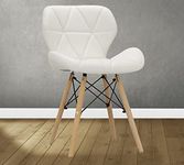 Finch Fox Eames Replica Faux Leather Dining Chair in White Color